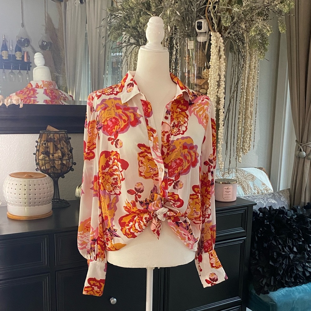 Floral Button-Up Blouse